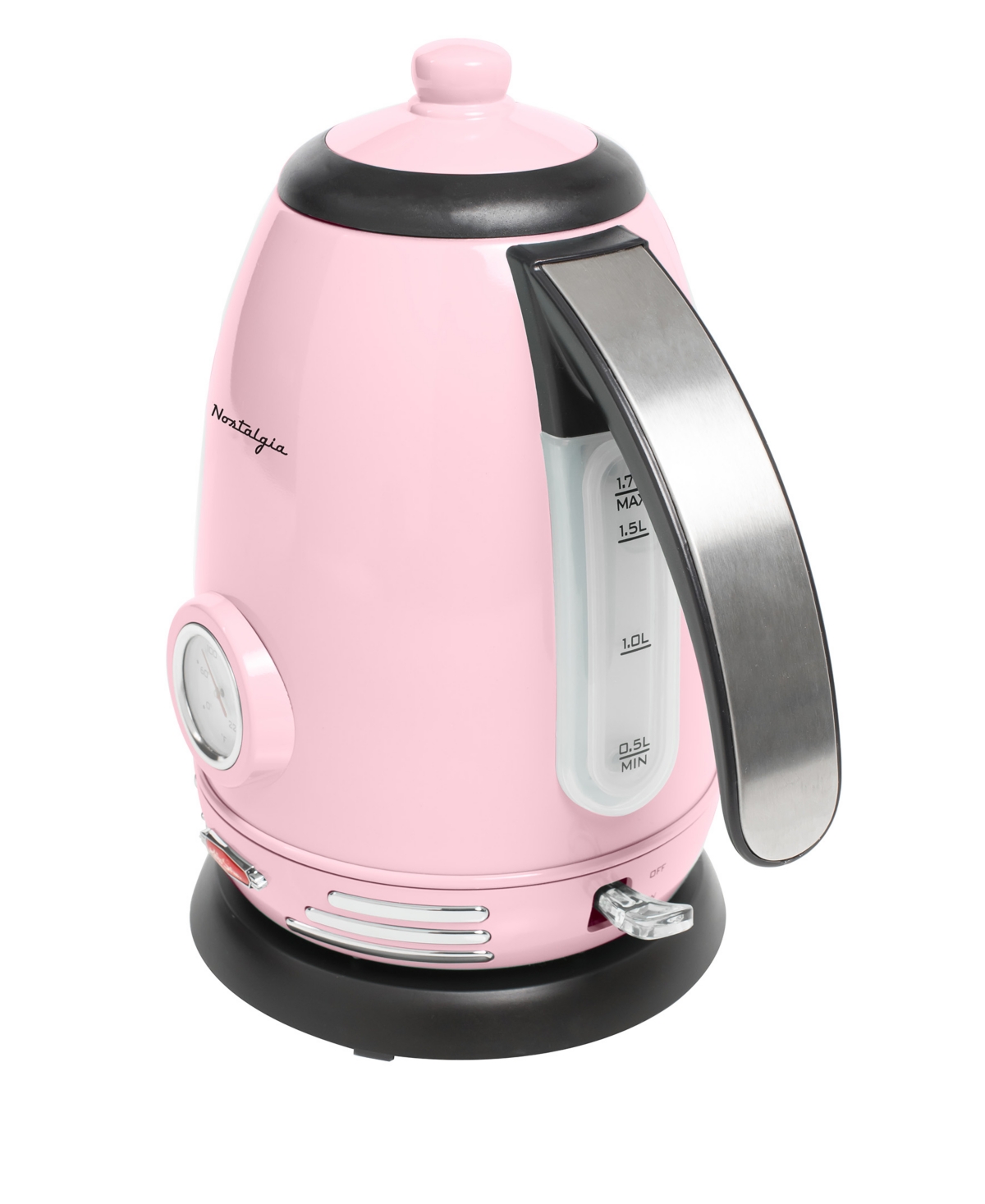 Nostalgia Retro 1.7 Liter Stainless Steel Electric Water Kettle With Strix Thermostat In Pink