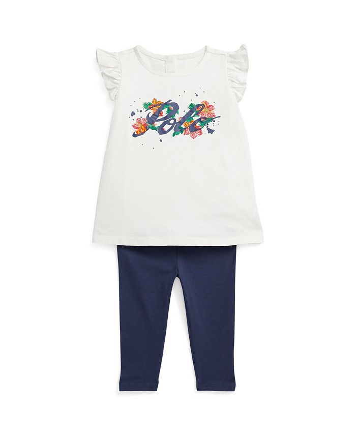 Polo Ralph Lauren Baby Girls Logo Top and Leggings 2 Piece Set