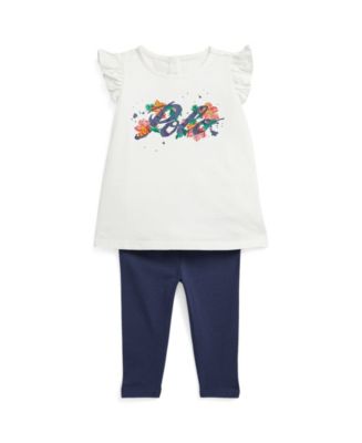 Polo Ralph Lauren Baby Girls Logo Top and Leggings, 2 Piece Set - Macy's