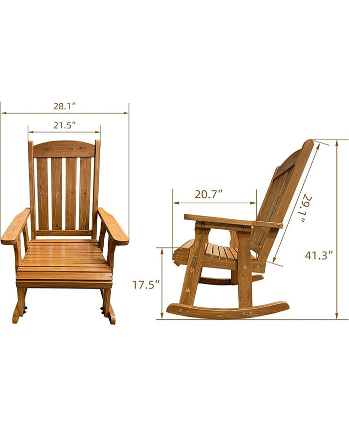 Mega Casa Wooden Rocking Chair with Comfortable Backrest Inclination