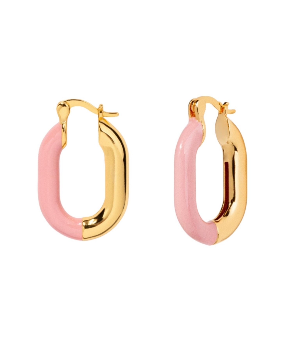 Little Sky Stone Women's Oval Enamel Hoop Earrings In Pink