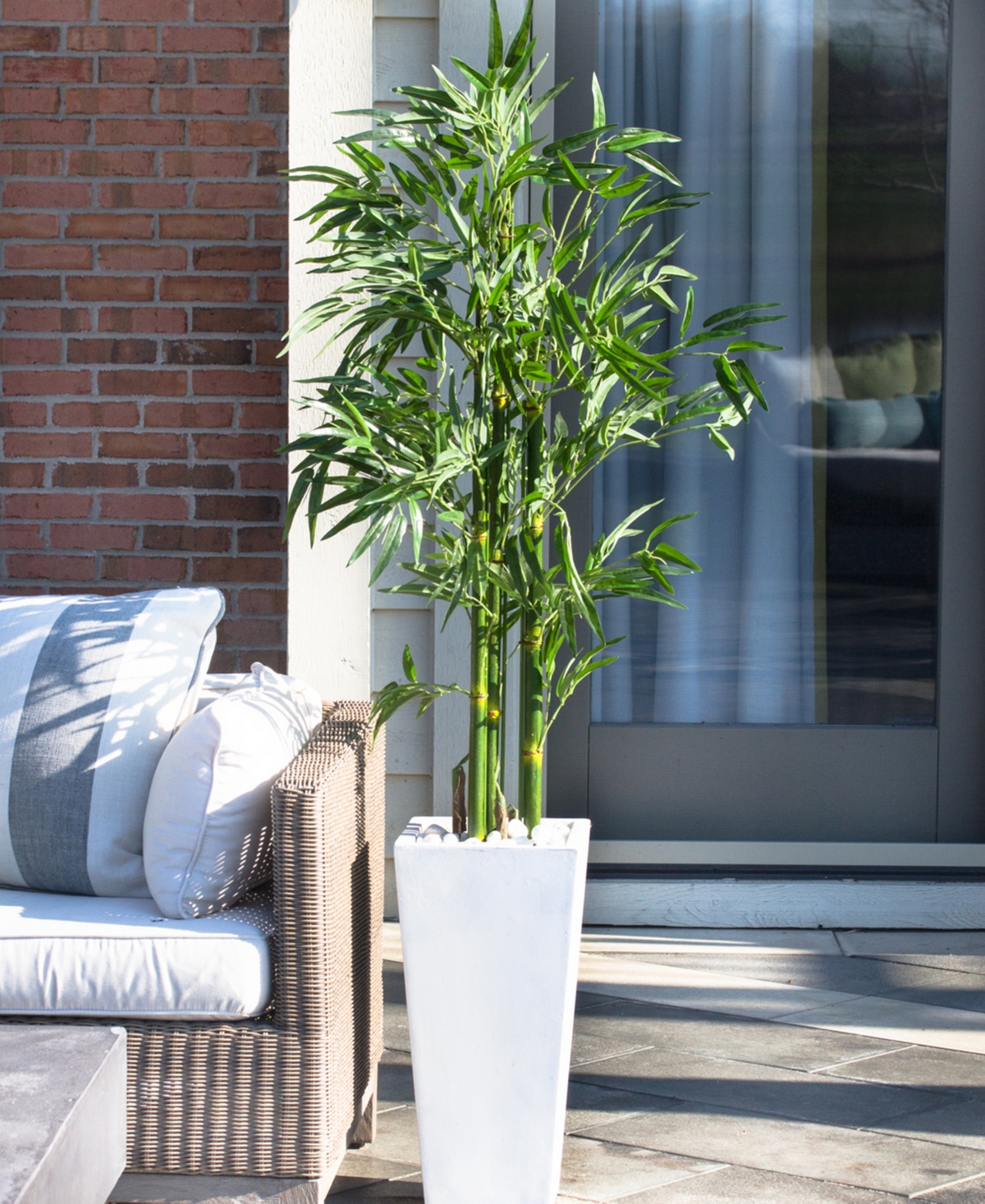 Nearly Natural 5' Bamboo Uv-Resistant Indoor/Outdoor Artificial Tree with White Planter
