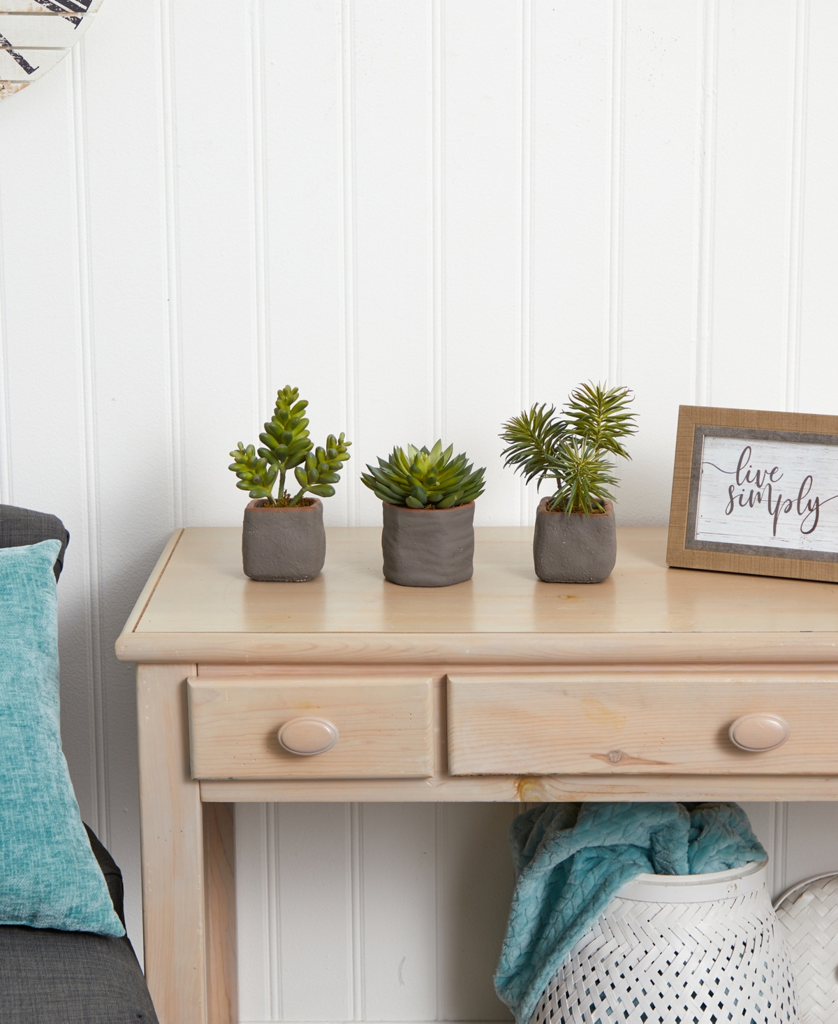 NEARLY NATURAL TRIO OF ARTIFICIAL SUCCULENT PLANTS, SET OF 3 