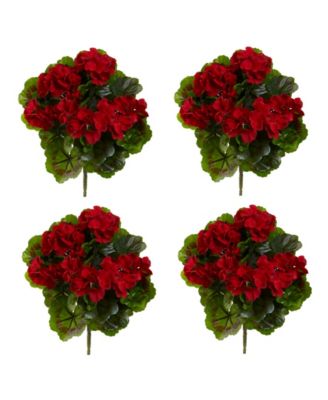 4-Pc. Geranium UV-Resistant Indoor/Outdoor Artificial Bush Set