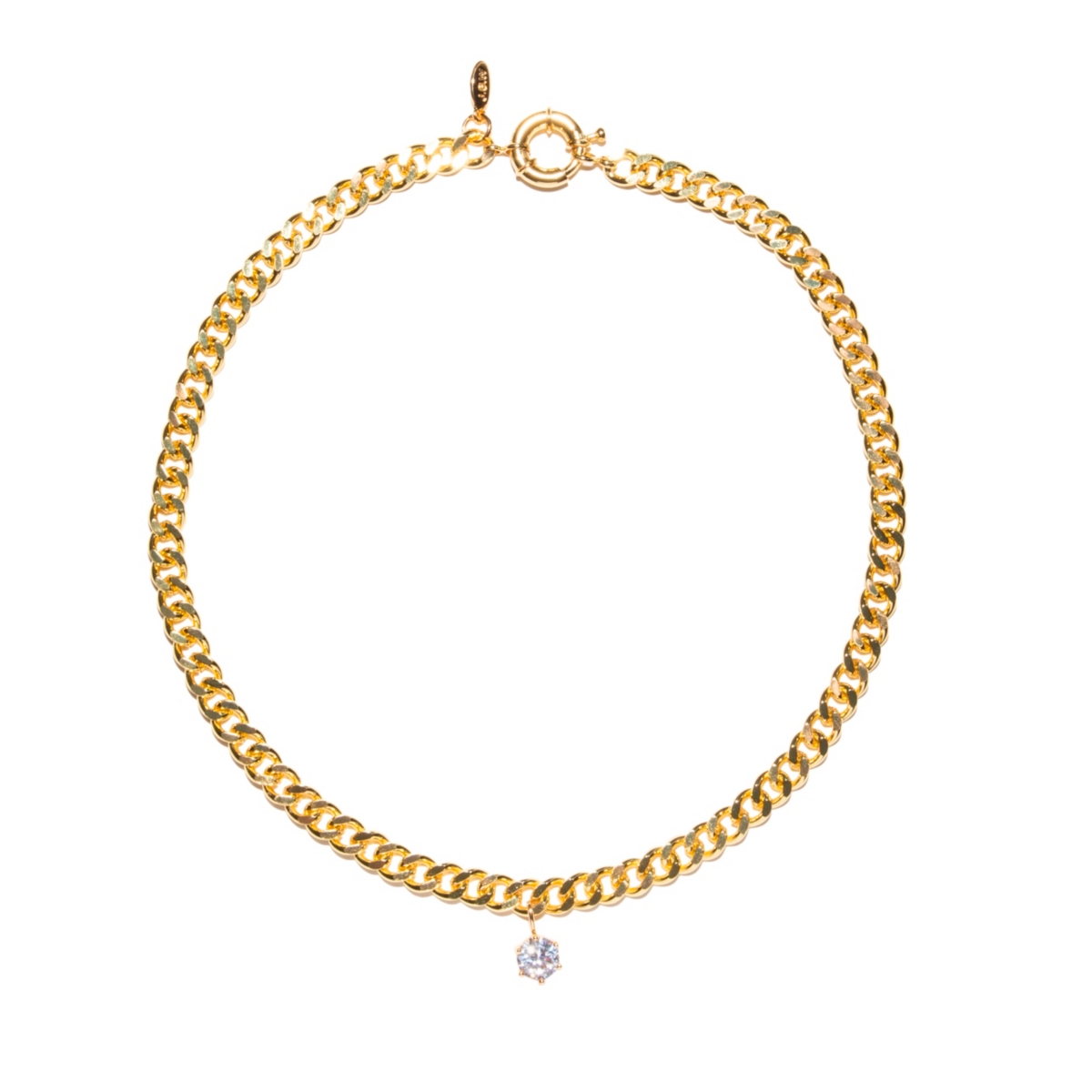 18K Gold Plated Chain with Diamond-like Crystal Gemstone - Sophia Necklace 17" For Women - Gold