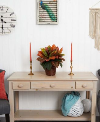 17" Garden Croton Artificial Plant in Basket Real Touch