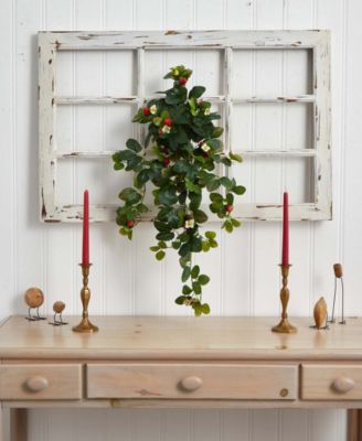 2-Pc. 31" Strawberry Artificial Hanging Bush Set with Berries 