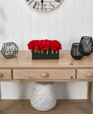 Dozen Silk Roses in Ceramic Rectangular Planter