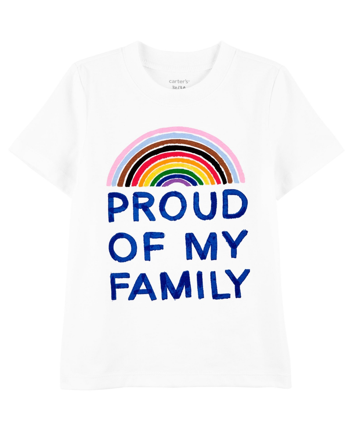Carter's Kids' Toddler Boys Proud Of My Family Pride Jersey Short Sleeved T Shirt In White