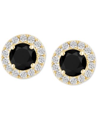 Black Diamond (3/4 ct. t.w.) & White Diamond (1/4 ct. t.w.) Halo Stud Earrings in 14k Gold