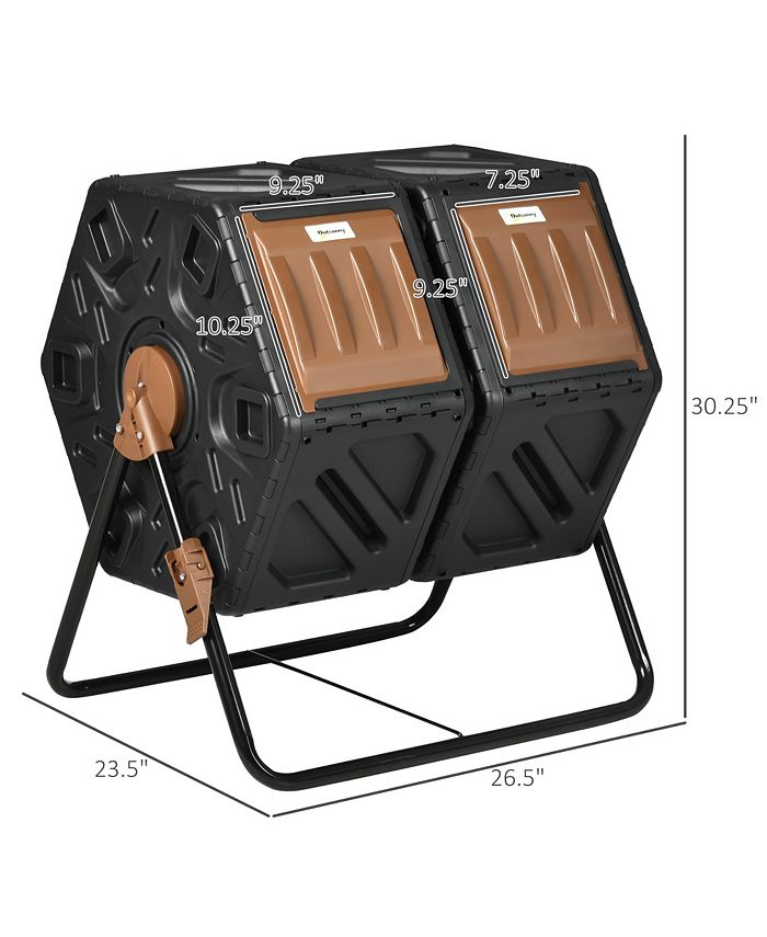 Outsunny Dual Chamber Compost Bin, Rotating Composter, Compost Tumbler