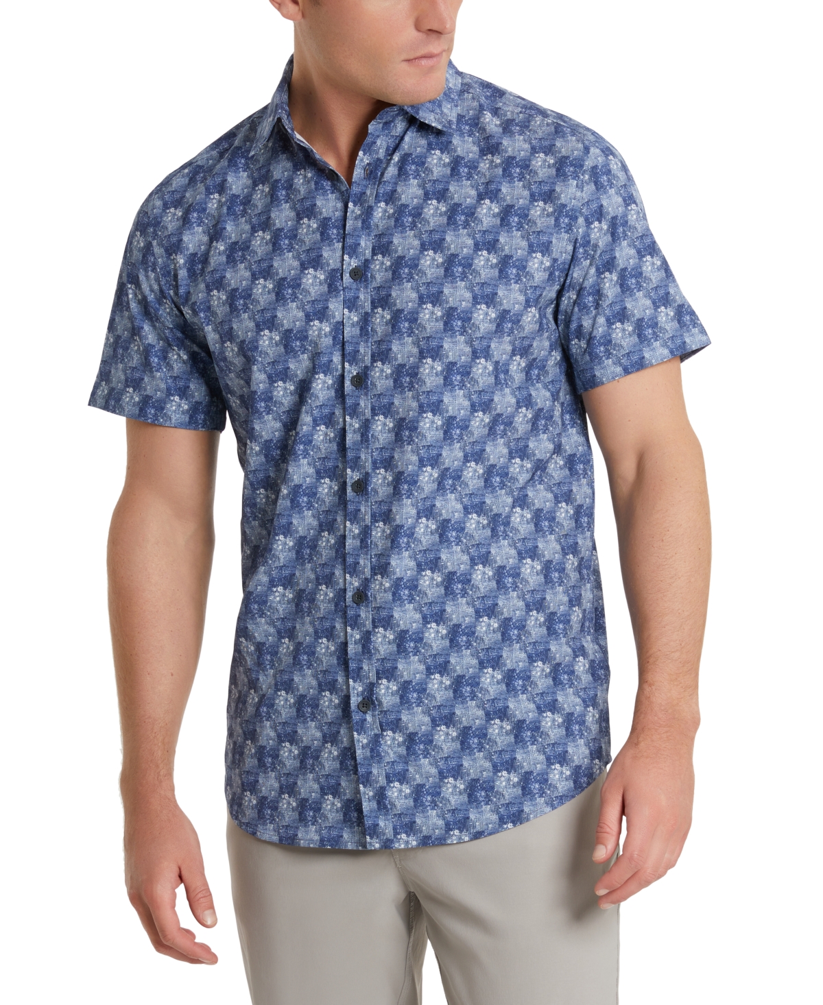 Kenneth Cole Men's Short-sleeve Sport Shirt In Blue Abstract Floral