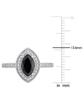 Black Diamond (1 ct. t.w.) & White Diamond (1/4 ct. t.w.) Marquise-Cut Halo Engagement Ring in 14k White Gold
