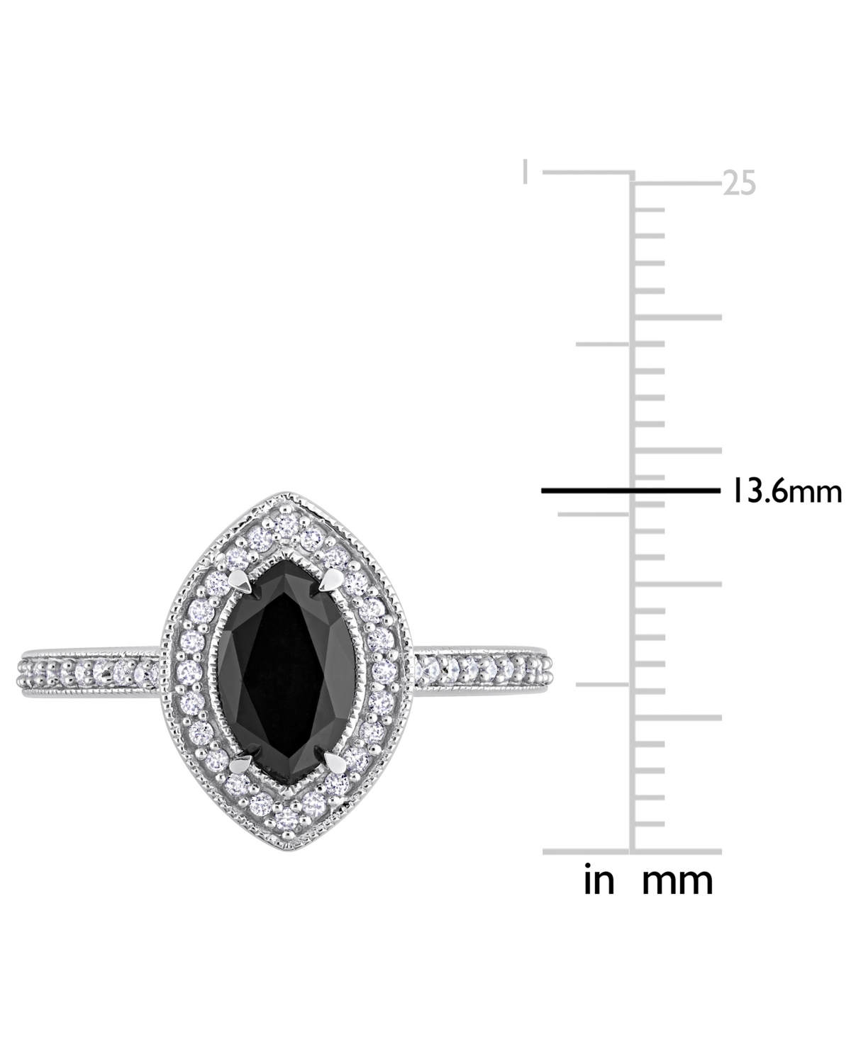 Black Diamond (1 ct. t.w.) & White Diamond (1/4 ct. t.w.) Marquise-Cut Halo Engagement Ring in 14k- White Gold