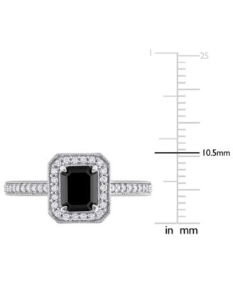 Black Diamond (1 ct. t.w.) & White Diamond (1/4 ct. t.w.) Emerald-Cut Engagement Ring in 14k White Gold
