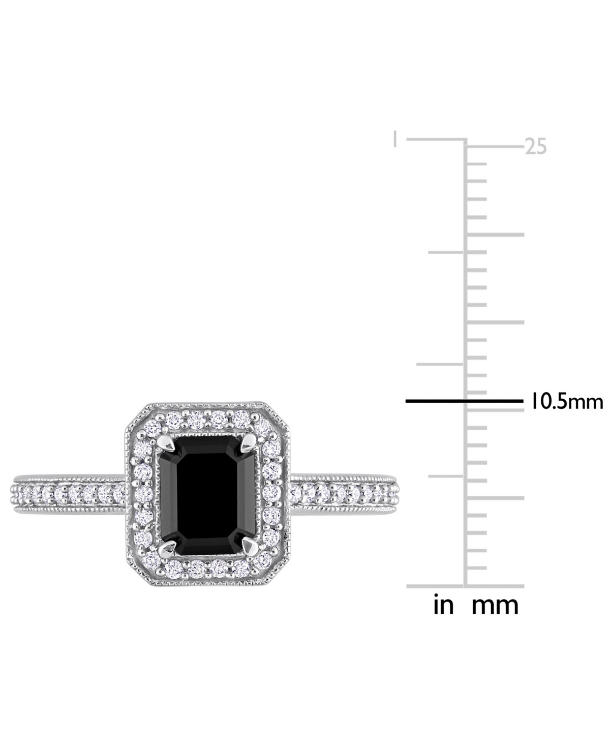 Black Diamond (1 ct. t.w.) & White Diamond (1/4 ct. t.w.) Emerald-Cut Engagement Ring in 14k- White Gold