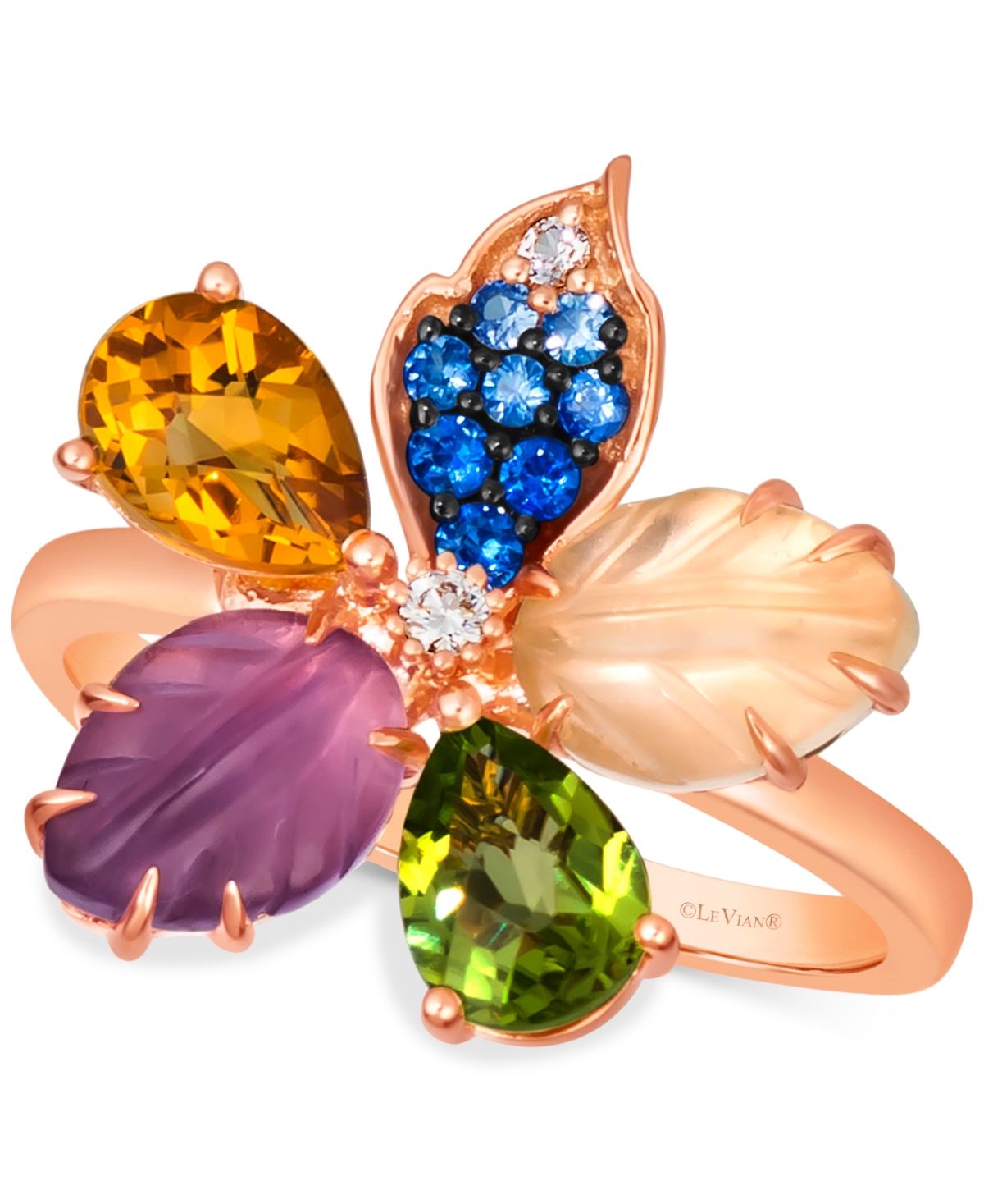 Le Vian Ombre Multi-gemstone (3 Ct. T.w.) & Vanilla Diamond Accent Flower Ring In 14k Rose Gold In K Strawberry Gold Ring