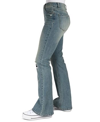 High Rise Ripped Flare Jeans