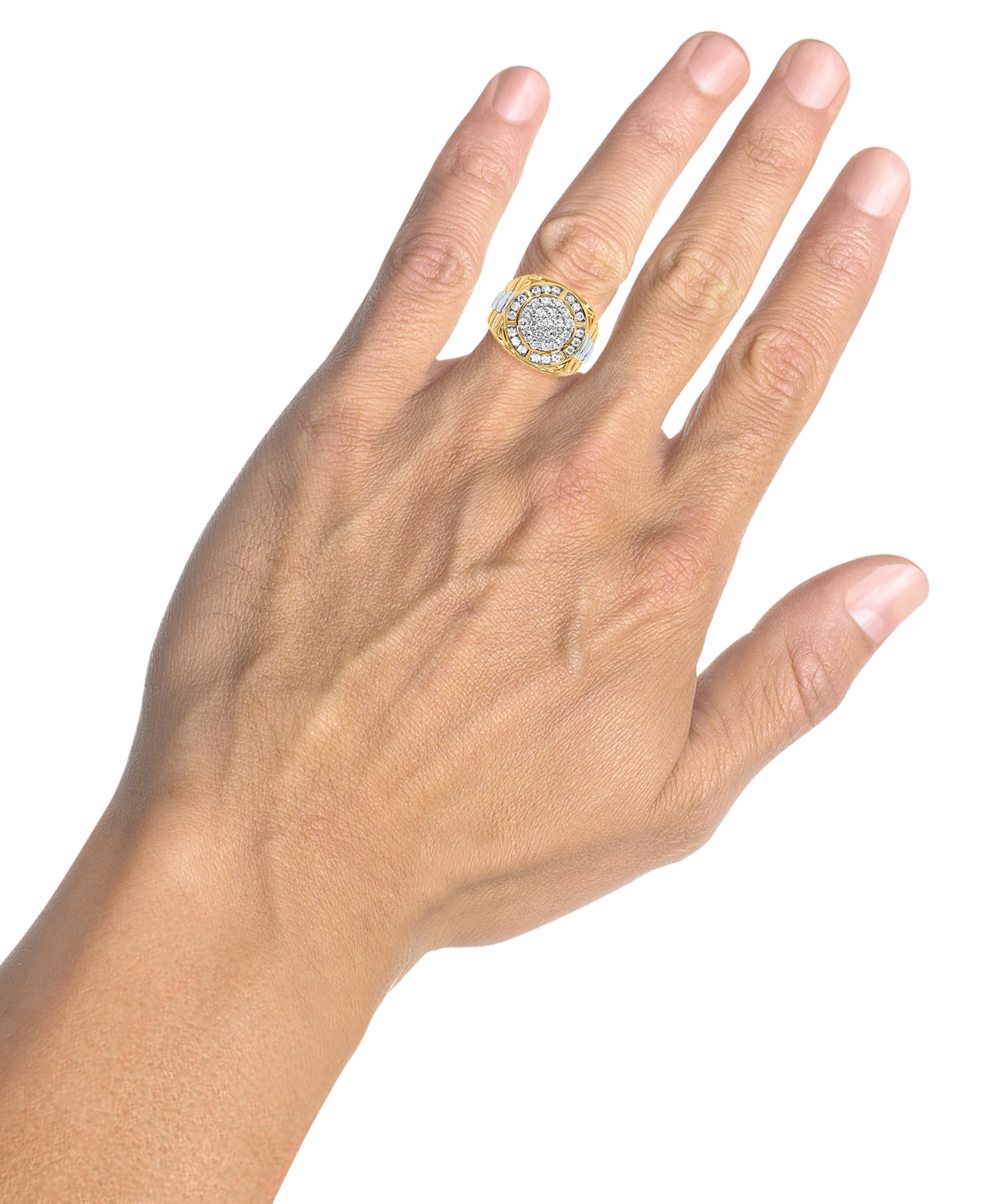 Men's Diamond Round Cluster Ring (2 ct. t.w.) in 10k Gold & White Gold - Two-Tone