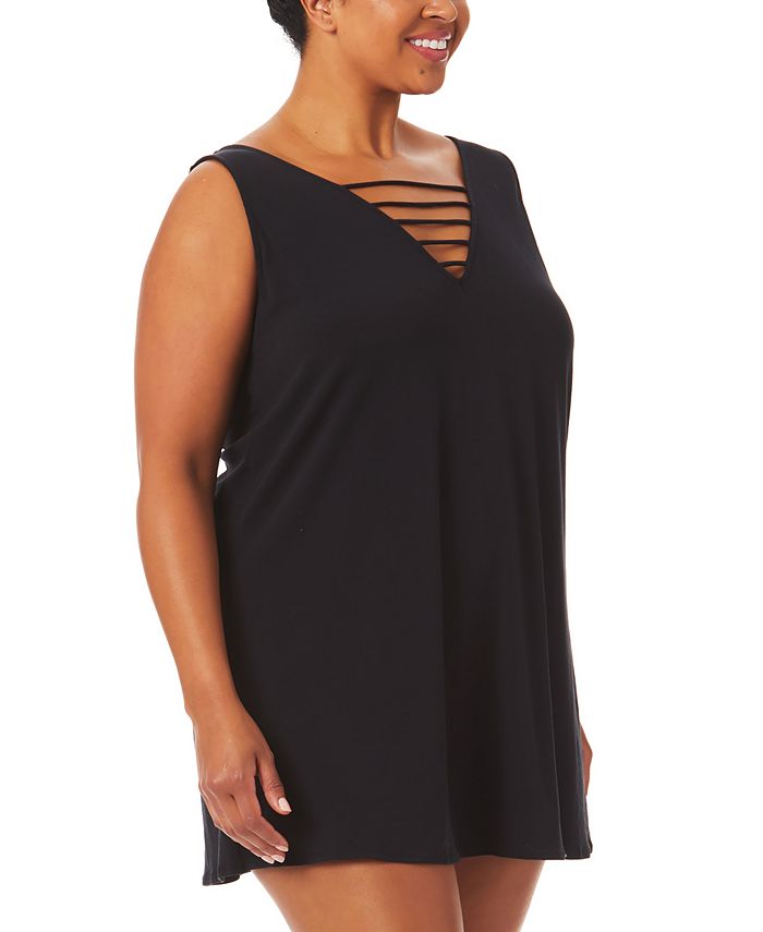 Salt + Cove Trendy Plus Size Tank Dress Swim CoverUp, Created for Macy