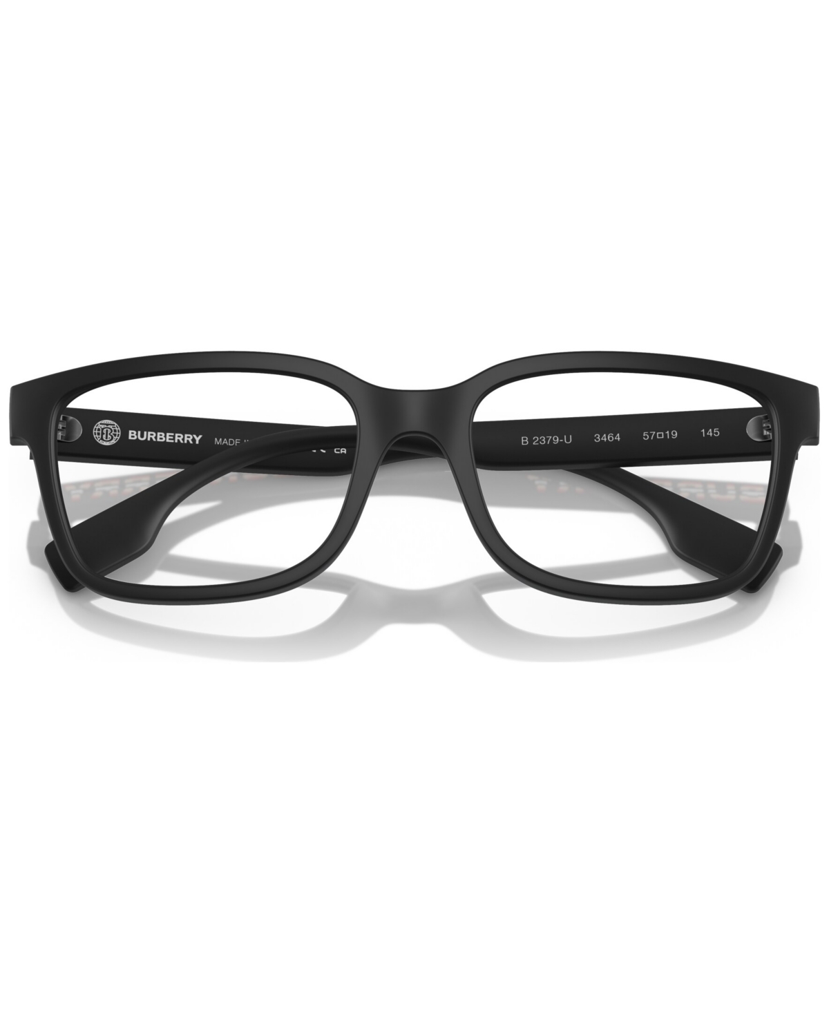 Burberry Men's Square Eyeglasses, Be2379u 55 In Matte Black