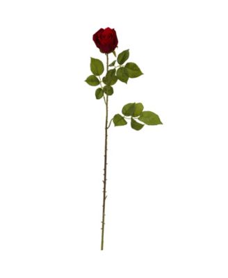 33" Elegant Red Rose Bud Artificial Flower, Set of 6