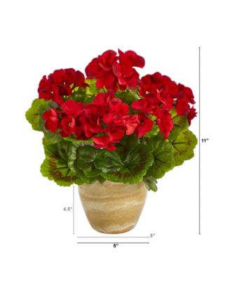 Geranium Artificial Plant in Ceramic Planter, Indoor and Outdoor