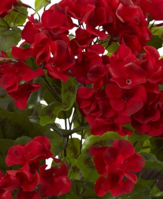 Geranium Artificial Bush, UV Resistant, Set of 3