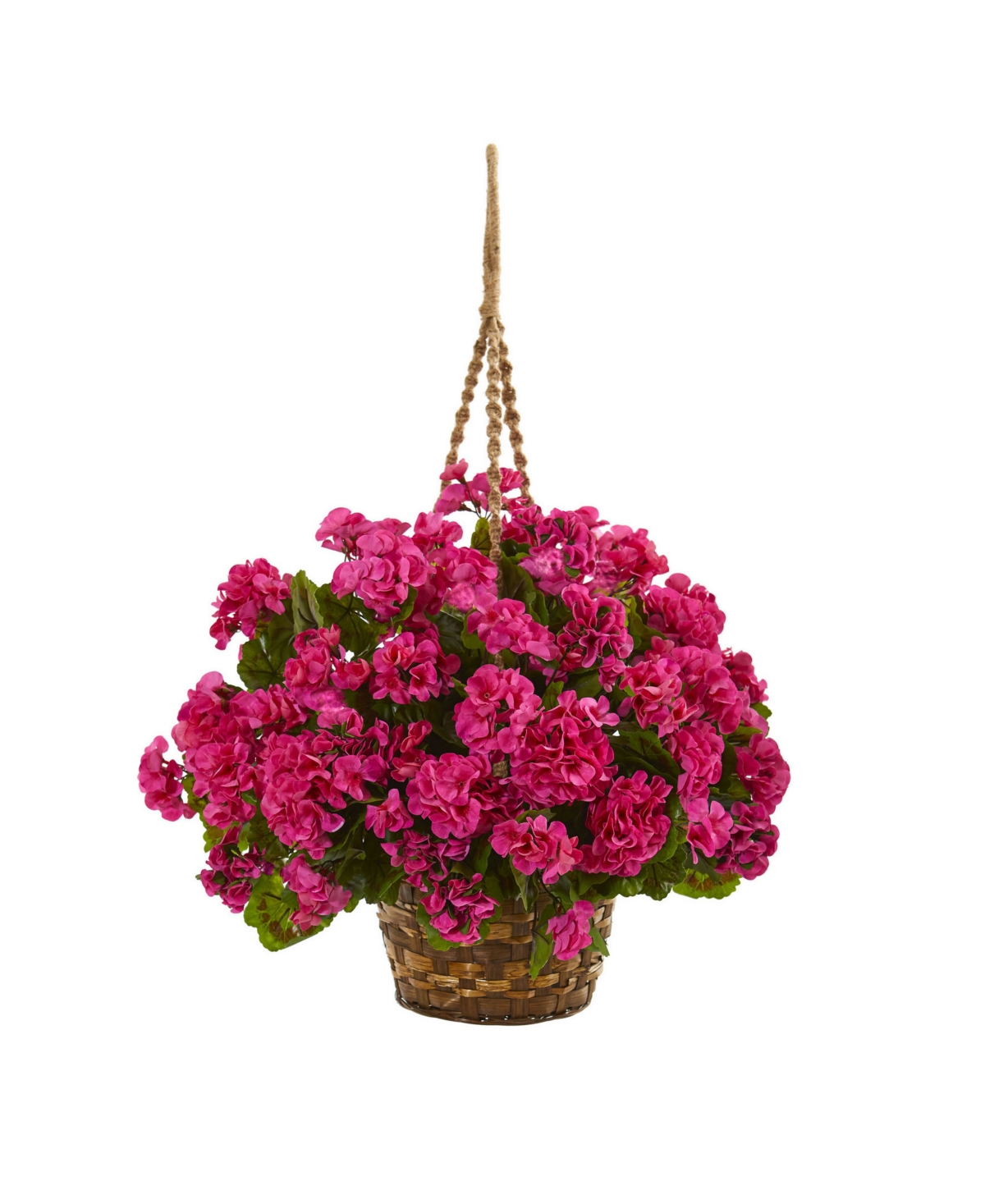 Geranium Hanging Basket Artificial Plant Uv Resistant - Beauty Pink
