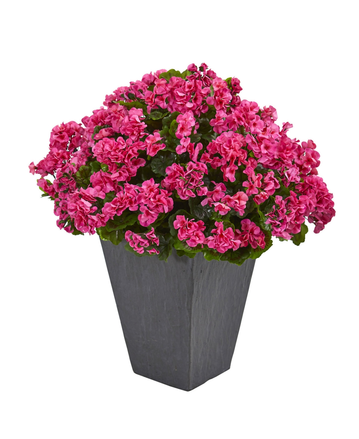 NEARLY NATURAL GERANIUM ARTIFICIAL PLANT IN SLATE PLATER UV RESISTANT 