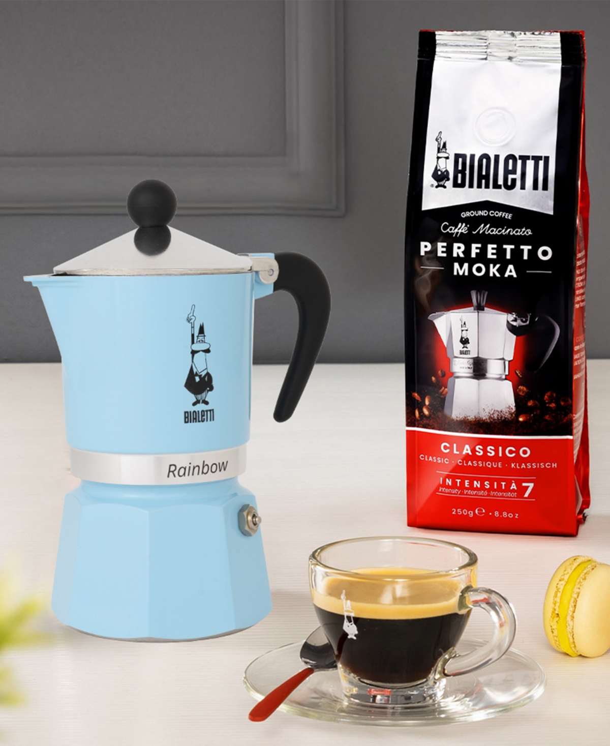 Bialetti Rainbow 139 ml 3 Cups Coffeemaker In Blue