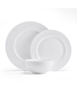Embossed Love Story Bone China 18 Pc. Dinnerware Set, Service for 6