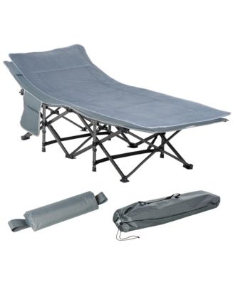 Outsunny Folding Camping Cot Adults, Double Layer Heavy Duty Sleeping ...