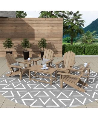 7 Piece Set Outdoor Folding Adirondack Chairs with Coffee Table Side Table