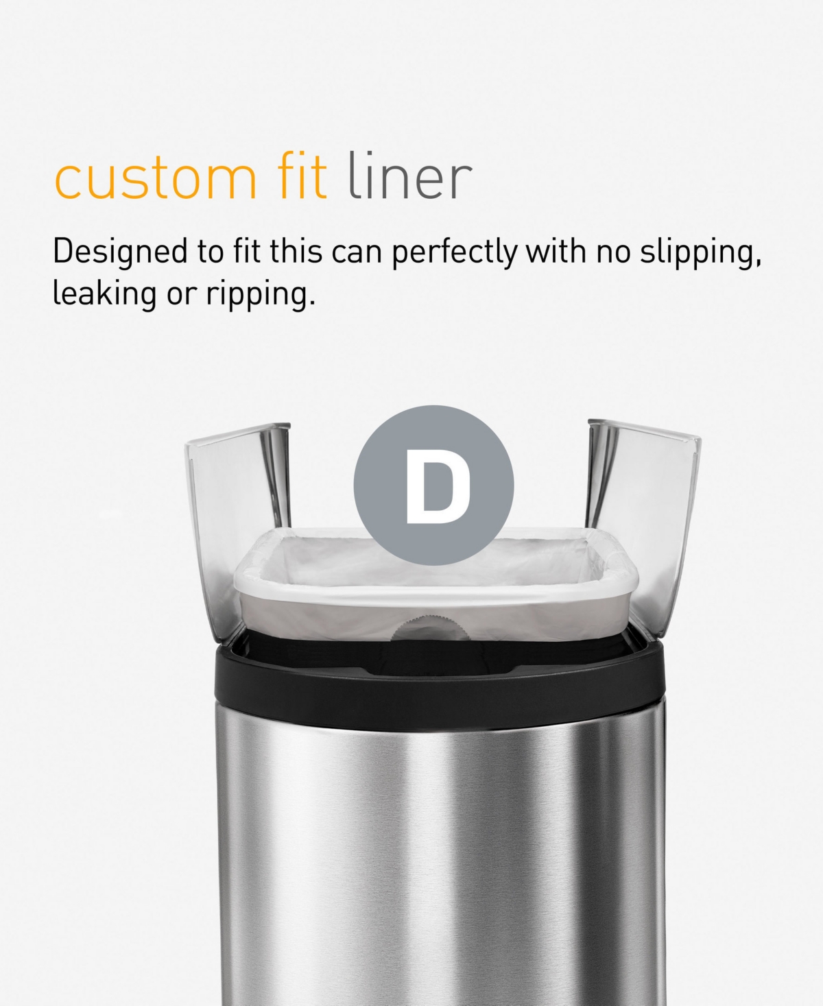 Simplehuman Code D Custom Fit Liners, Pack Of 100 In White
