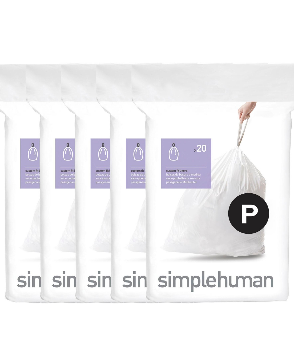 Simplehuman Code P Custom Fit Liners, Pack Of 100 In White