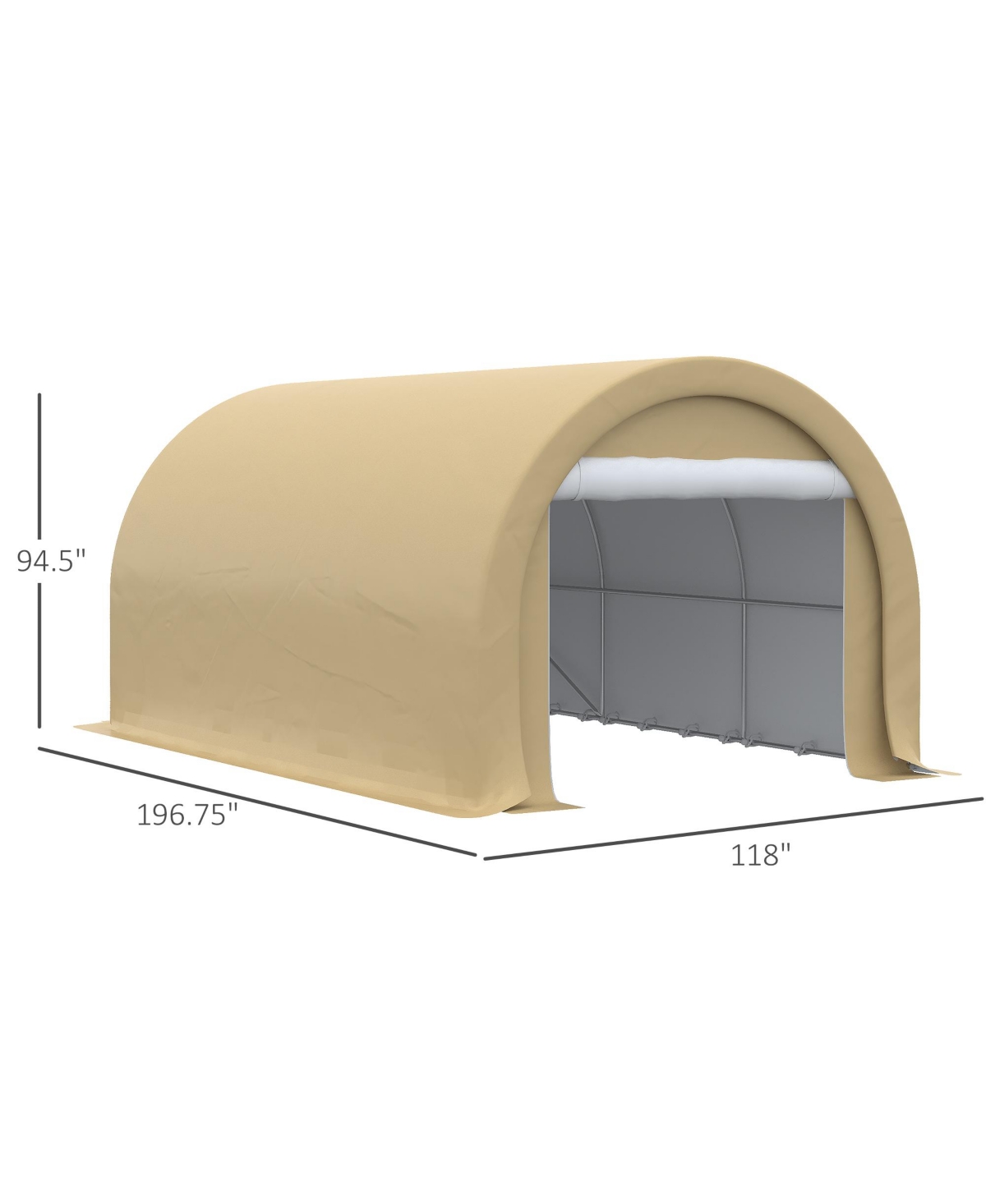 Outsunny Carport, Heavy Duty Portable Garage / Storage Tent with Large Zippered Door, Anti-uv Pe Canopy Cover for Car, Truck, Boat, Motorcyc