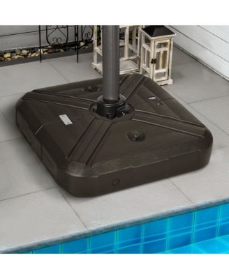 Fillable Patio Cantilever Umbrella Base with Wheels, Heavy-duty Offset Umbrella Weights with Easy-Fill Spouts, Steel Cross Base, 430lbs Sand or 375lbs Water Filled, Coffee