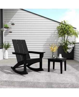 Modern Adirondack Outdoor Rocking Chair with Side Table Set