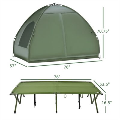 2 Person Foldable Camping Cot with Tent, Bedspread, Air Mattress