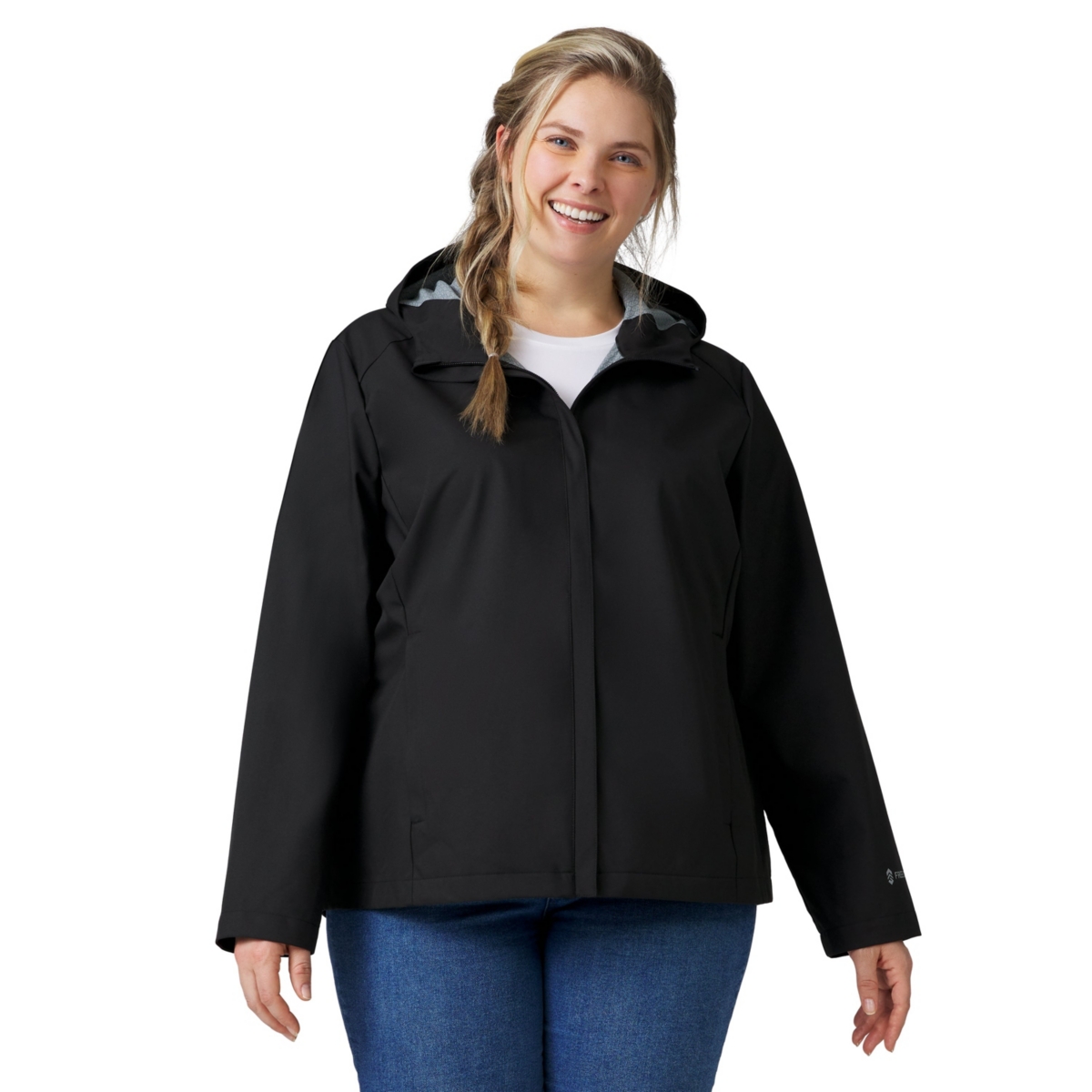 Plus Size X2O Packable Rain Jacket - Black