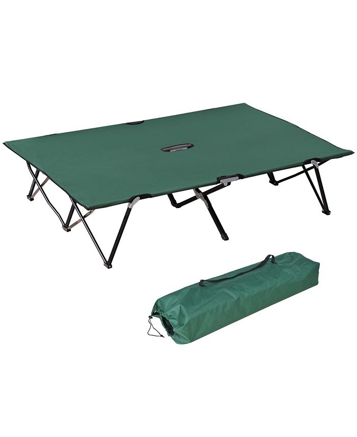 Outsunny 2 Person Folding Camping Cot for Adults, 50" Extra Wide