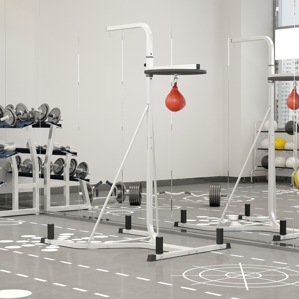 Soozier Free-Standing Speed Bag Platform Station Boxing Stand Heavy Duty Frame- White