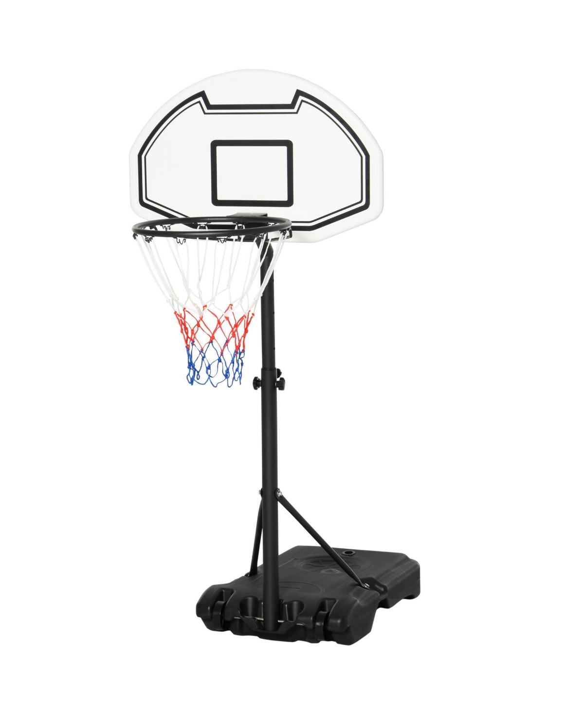 Aosom Poolside Basketball Hoop Stand Portable Basketball System Goal, Adjustable Height 3'-4', 30" Backboard - Black