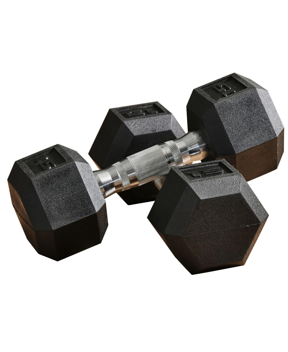 Hex Dumbbells Set, Rubber Hand Weights with Non-Slip Handles, Anti-roll, for Women or Men Home Gym Workout, 2 x 15lbs - Black