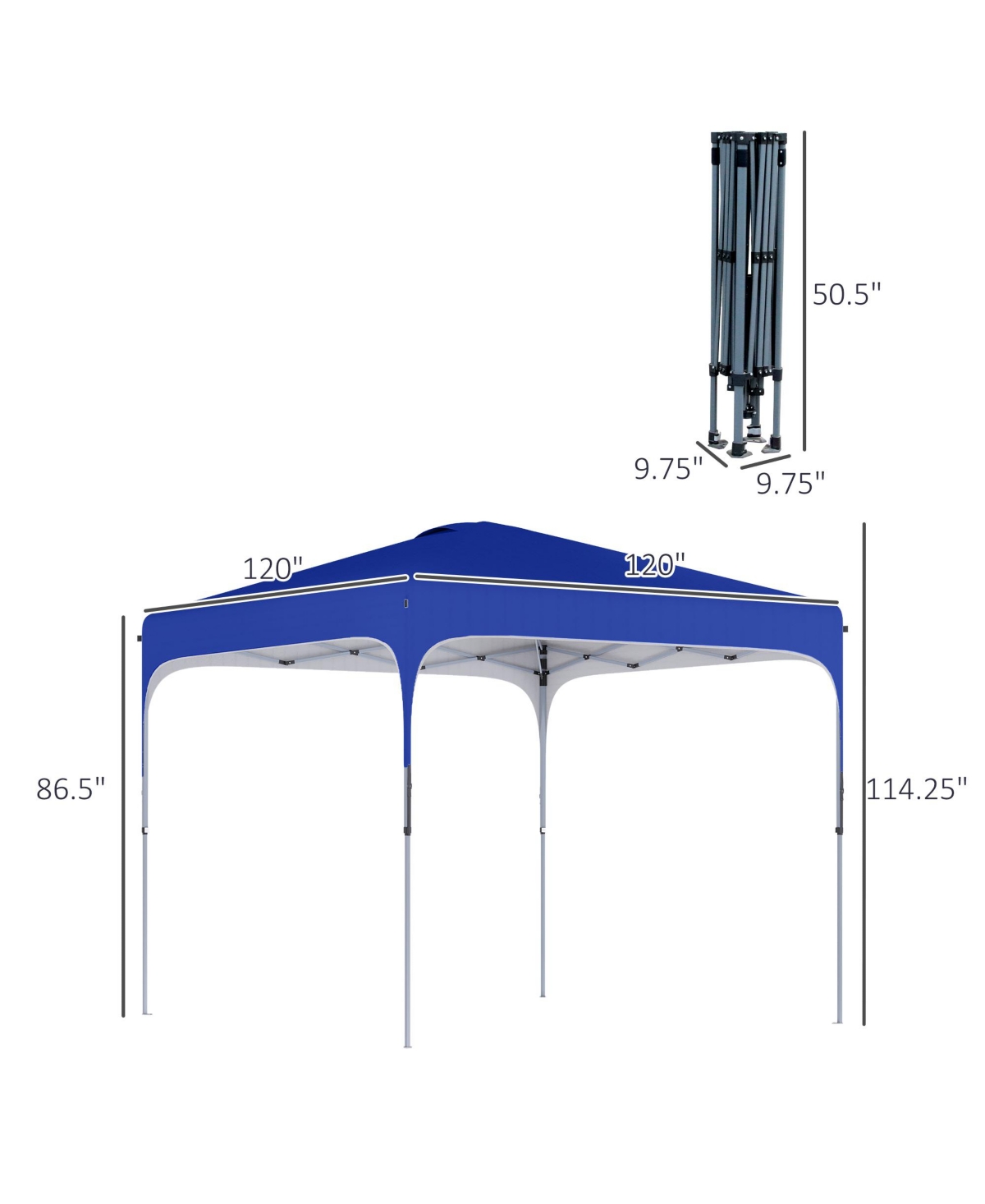Pop Up Gazebo Foldable w/ Wheeled Carry Bag & 4 Weight Bags, - Blue