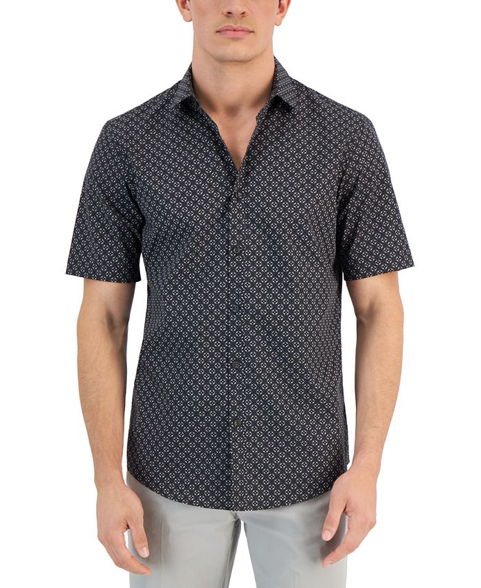 Alfani Men's Disco Medal Short-Sleeve Shirt, Created for Macy's - Macy's