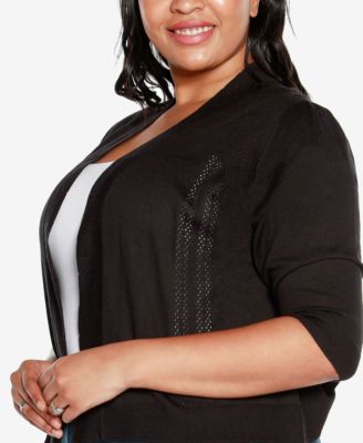 Plus Size 3/4 Sleeve Open Cardigan Sweater