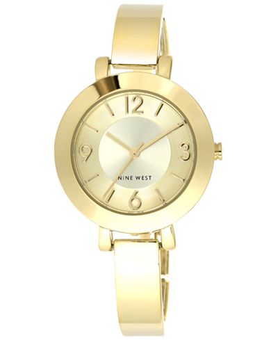 Nine West Women's Gold-Tone Bangle Bracelet Watch 34mm NW/1630CHGB