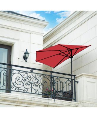 9 Ft Outdoor Patio Half Market Umbrella with Crank